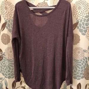 Long sleeve sweater with cross back detail